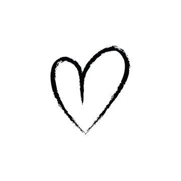Hand Drawn Love Symbols with Inked Artistic Marks. Grunge black hearts icon Clean vector illustrations isolated on a white background. eps10