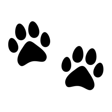 Black paw print icon set
