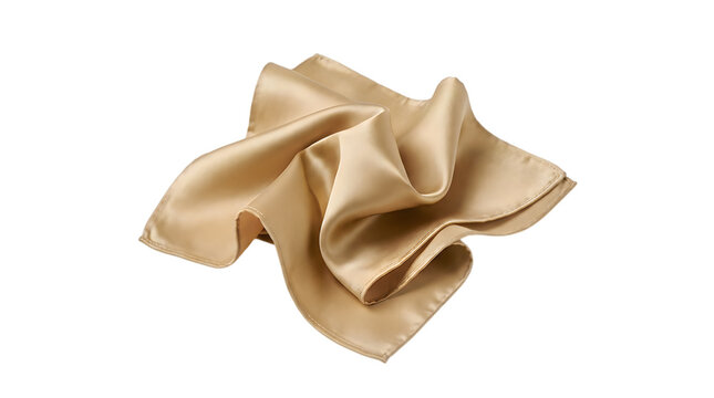 A single beige silk pocket square folded into a soft shape on a black background