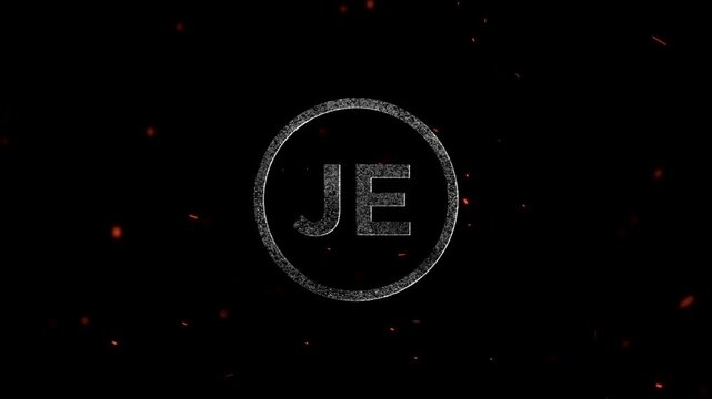 Glowing neon letter logo design with particles and floating sparks