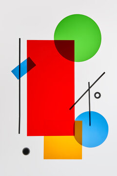 Abstract Geometric Composition With Colorful Shapes And Patterns