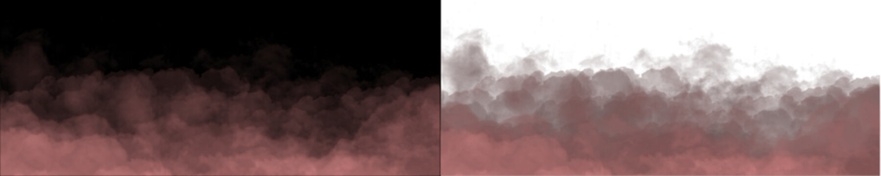 Dense pink cloud layer or magical colorful smoke on transparent background designed for fantasy scene composition or romantic atmospheric mist graphic overlays.