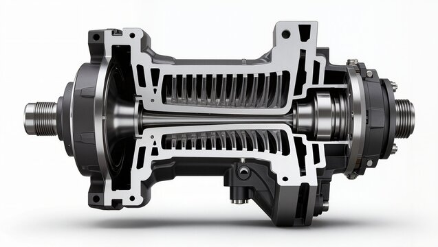 Wet multi-plate differential clutch pack cross-section view, white background