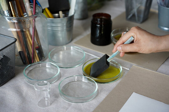 Applying Cyanotype Solution with a Sponge Brush
