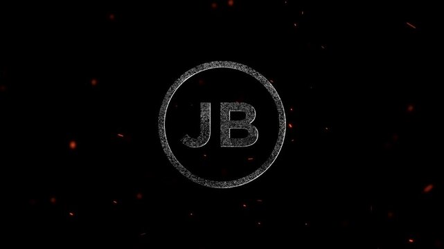 The letters jb enclosed in a circular frame with floating embers