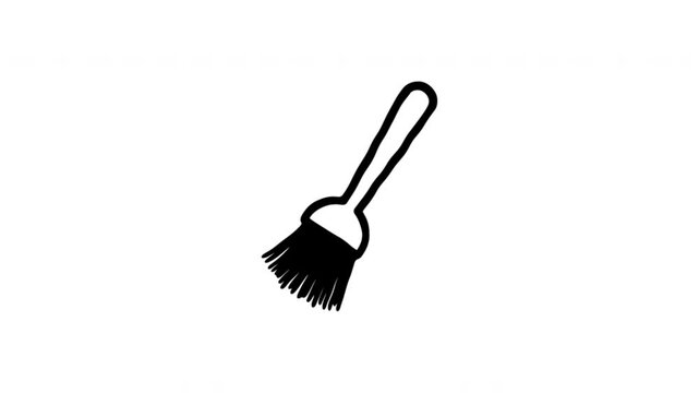 Cleaning Brush For Dust Removal And Household Chores Doodle Animation With Alpha Channel. Scrub Brush And Janitorial Cleaning Tool. Animated Hand-Drawn Icon For Video Overlay 4K.