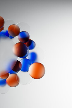 Abstract Blue and Orange Spheres with Copy Space