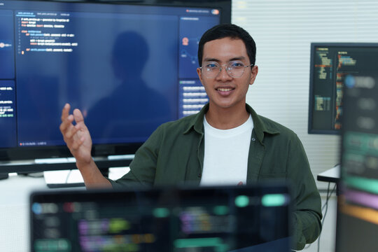 Programmer Developer Engineer Working with Software Technology