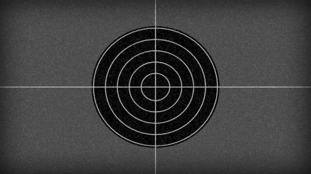 Retro tv test pattern with static noise on crt screen