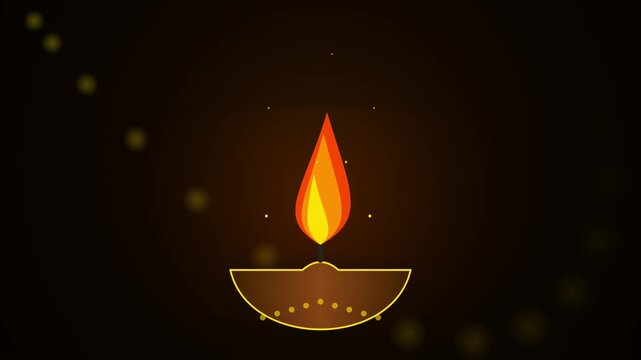 Golden Geometric Diya Lamp Animation for Diwali Celebration