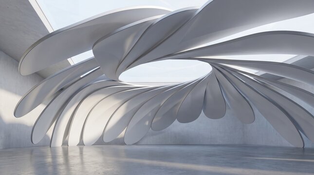Modern parametric canopy structure in minimalist architectural