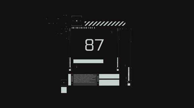 Vertical counter number display HUD elements in 4k with transparent background