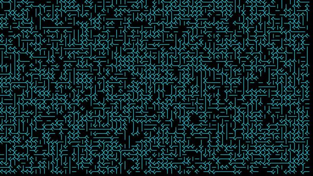 Intricate Cyan Digital Maze Pattern ? Complex Network on Black Screen
