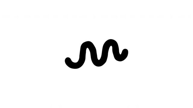 Wavy Line For Movement And Creative Accents Doodle Animation. Squiggle Mark And Decorative Divider. 4K Video Loopable Overlay Element. Hand-Drawn Animated Icon With Alpha Channel.