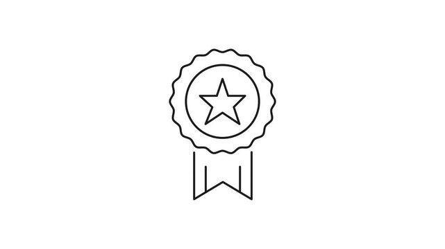 Award Ribbon With Star Animated Icon With Alpha Channel. Achievement, Excellence, And Recognition Motion Graphic. Perfect For Celebrating Success And Quality Assurance. On Transparent Background