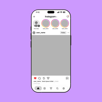 New 2026 instagram icon post frame user interface mockup template carousel layout vector illustration