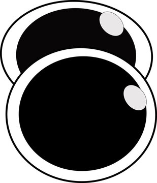Abstract illustration of two dark circular objects with bright highlights