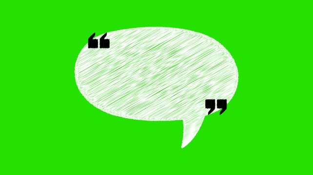 Animated White Hand Drawn Scribble Speech Bubble Quote Box Motion Graphics Overlay with Green Screen Chroma Key