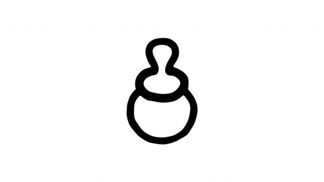 Baby Rattle For Infant Play And Early Development Wiggle Doodle Animation With Alpha Channel. Nursery Toy And Childcare Symbol, Transparent Background. 4K Loop Hand Drawn Icon.