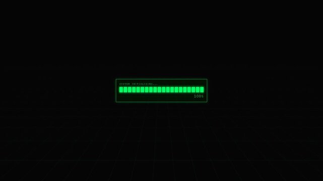 Progressing Interface Loading Screen with Bright Green Bar and Subtle Glows