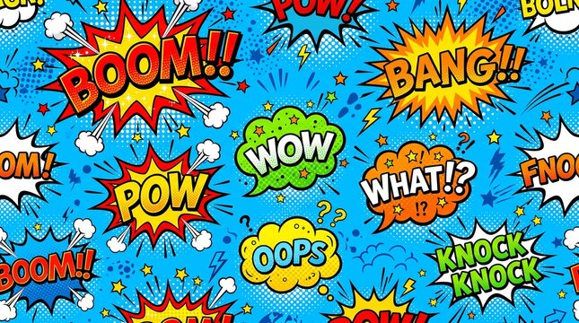 Colorful Pop Art Comic Book Speech Bubbles Seamless Pattern