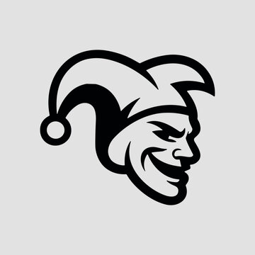 Jester face icon in a flat vector style