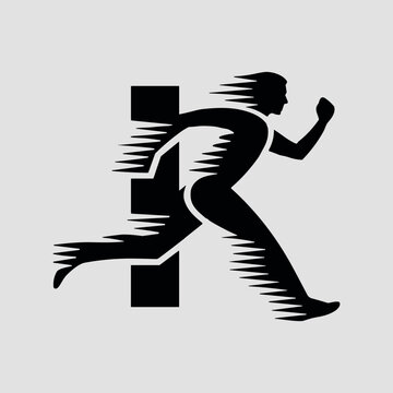 Running man silhouette forming the letter r