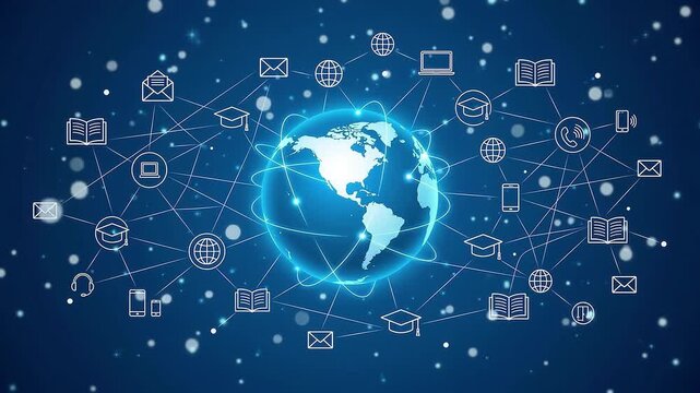 Global online education and communication network animation