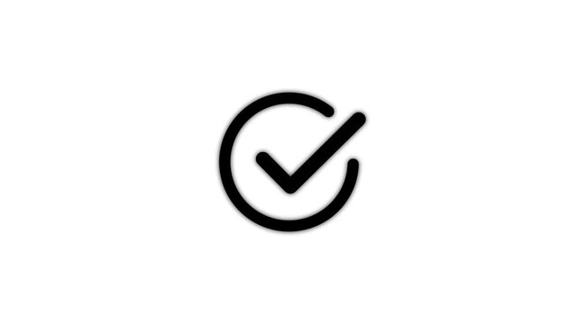 Chick mark animation on circle. tick mark symbol ok button animated on black background, with Motion graphics of road sign arrow