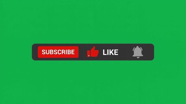 Social media lower third animation with subscribe and like buttons and a notification bell motion overlay for video production