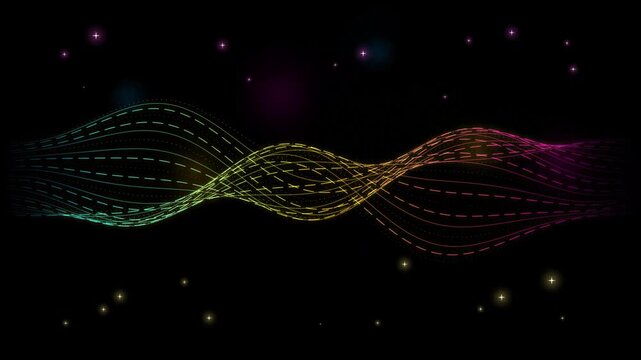 Cosmic Lumina Neon Wave Vectors with Gold and Cyan Flowing Lines