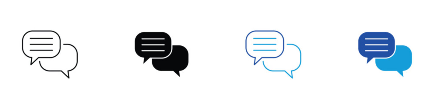 Conversation bubbles icon. Chat dialogue icon. Simple pictogram for messaging, discussion, reply, online conversation, customer support and communication. 