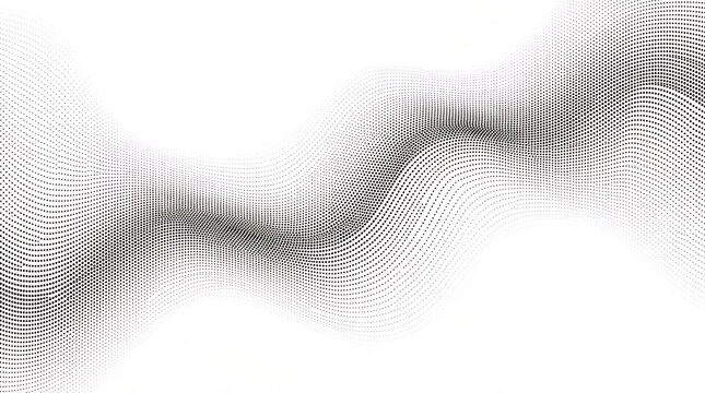 Abstract wave pattern made of small black dots on white background