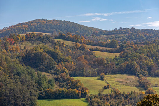 Hills Woodland in Central Serbia Balkans Autumn Day Landscape