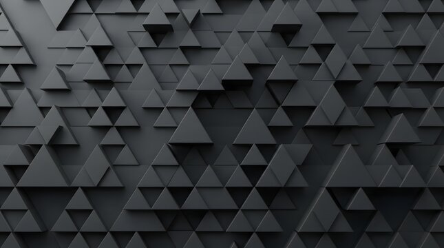 Abstract dark background with 3d geometric triangle pattern and metallic texture