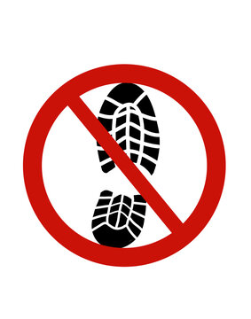 No stepping prohibition sign vector icon with boot footprint isolated on transperant background