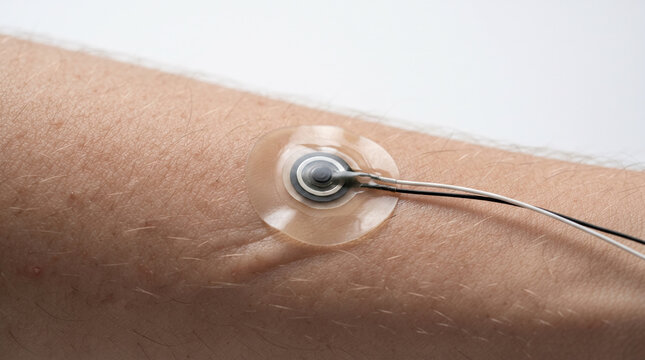 Medical sensor electrode attached to human skin for health monitoring