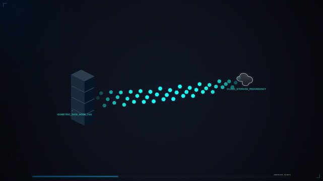 Isometric Data Migration Concept with Hexagonal Cloud Computing Animation