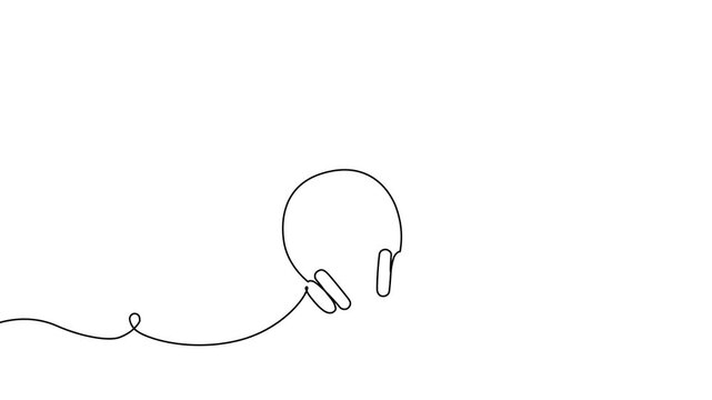 Minimalist single-stroke illustration showcasing audio equipment in elegant outline form. Perfect for DJ branding, broadcast media, studio recording projects, or live concert promotional materials.