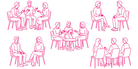 Fototapeta premium Collection of hand drawn sketches depicting people in various poses and activities