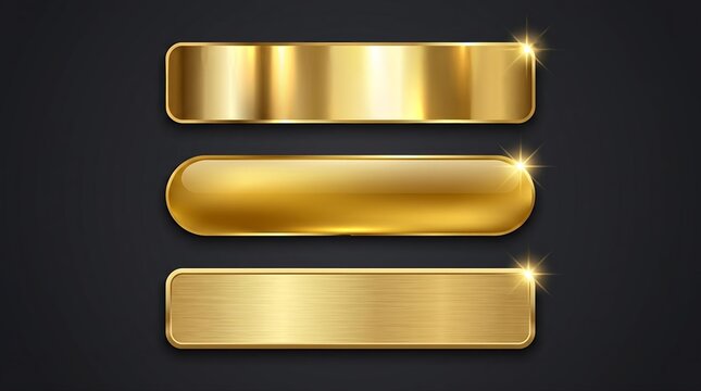 set of gold banners with metallic elements