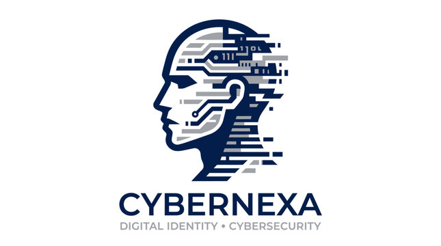Cybersecurity and Digital Identity Concept with AI Head.