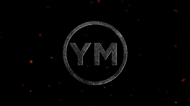 Abstract emblem with letters YM surrounded by a circular grainy textured border design