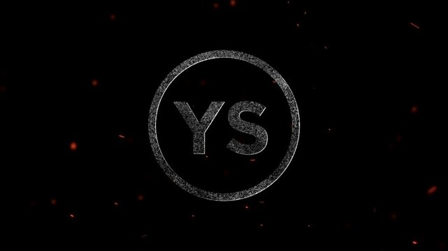Letters YS inside a glowing circle with particles of fire in the air