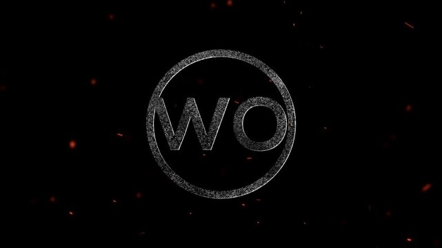 The letters WO inside a circle with a glowing particle effect