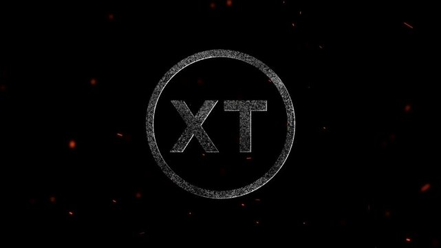 The letters XT enclosed in a glowing circle with particles