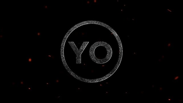The letters Y and O inside a glowing circle with particles