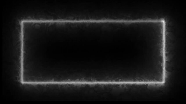 Glowing white smoke rectangular border frame animation, elegant moody fog border motion graphics