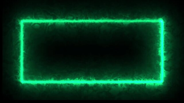 Glowing green energy smoke rectangular border frame animation, mystical toxic border motion graphics