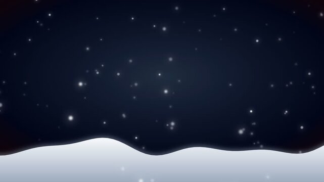 Winter night snow with falling flakes on smooth white drifts for holiday festive greeting cards and seasonal celebration graphics
